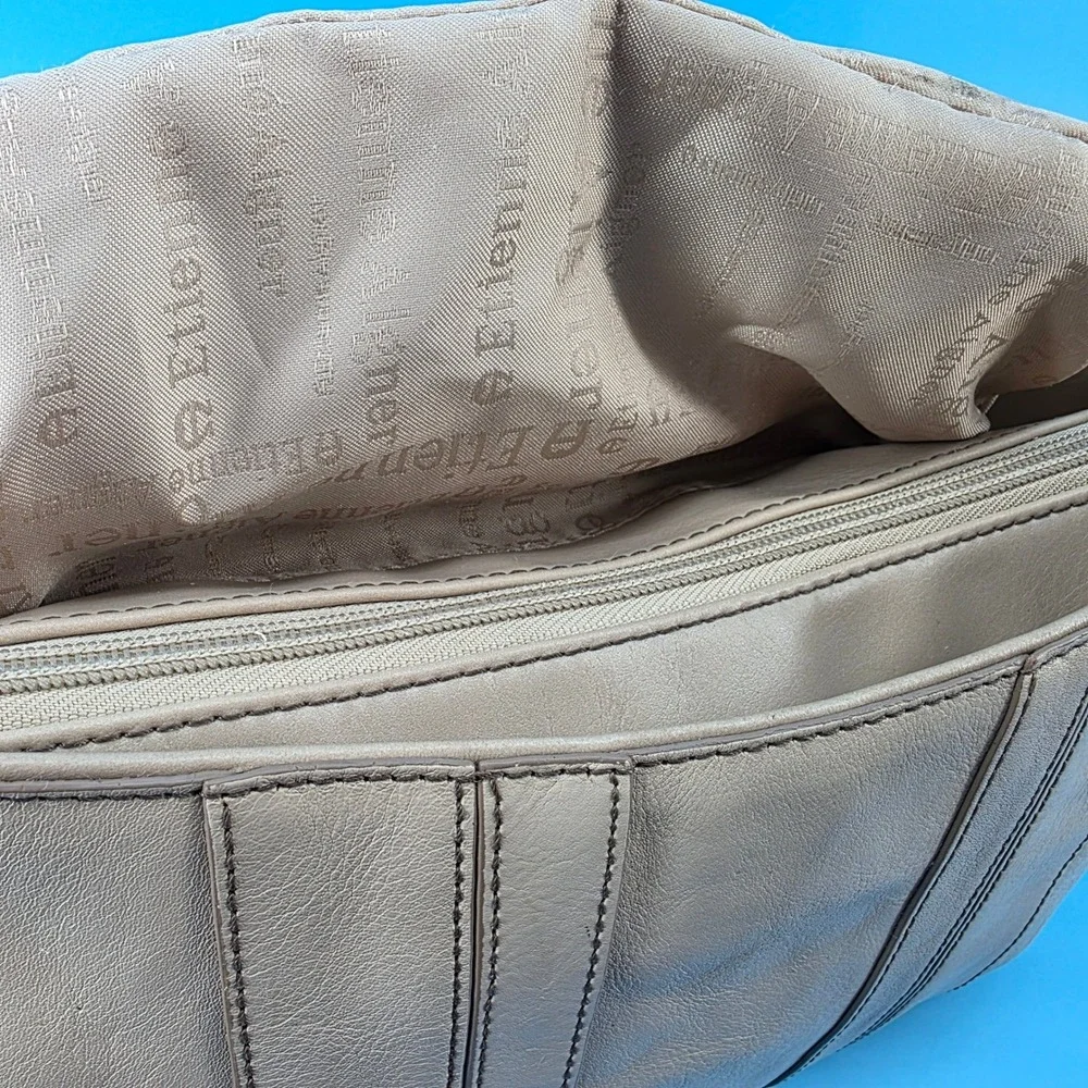 Etienne Aigner Taupe Beige Leather Shoulder Bag Baguette Silver Hardware 61570